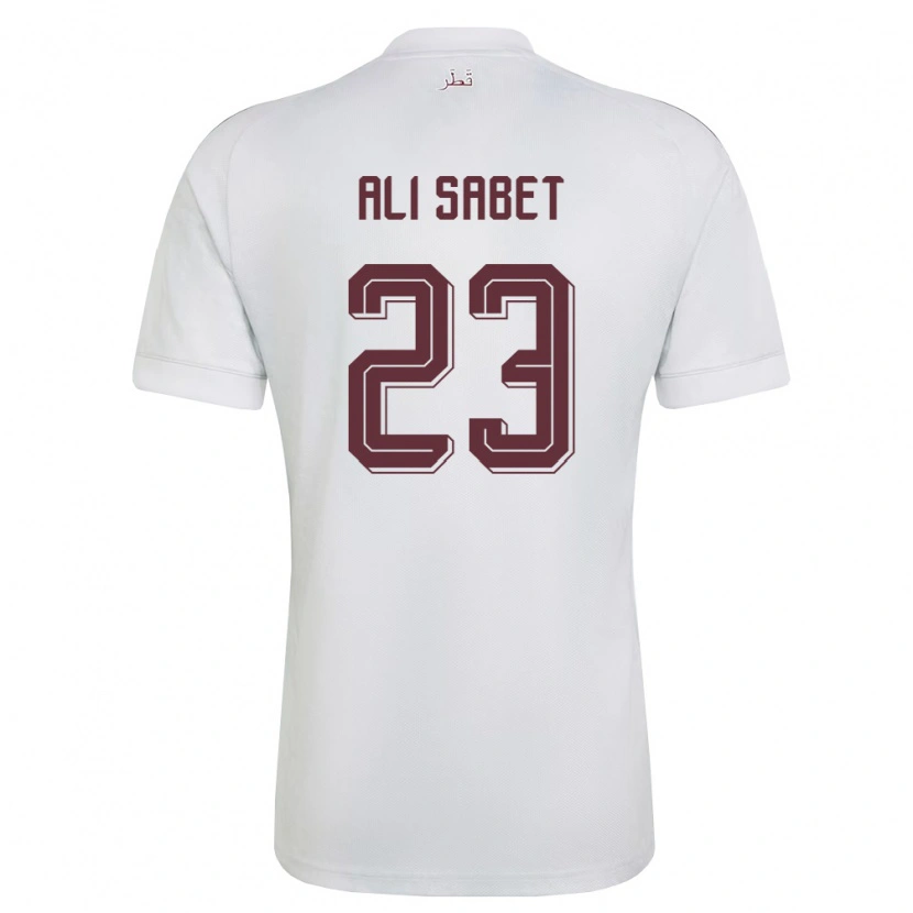 Danxen Barn Qatar Omar Ali Sabet #23 Vit Burgund Bortatröja Matchtröjor 26-28 Tröjor T-Tröja