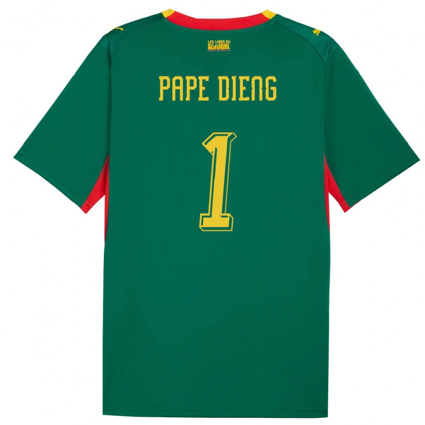 Danxen Barn Senegal Pape Dieng #1 Grön Gul Röd Bortatröja Matchtröjor 26-28 Tröjor T-Tröja