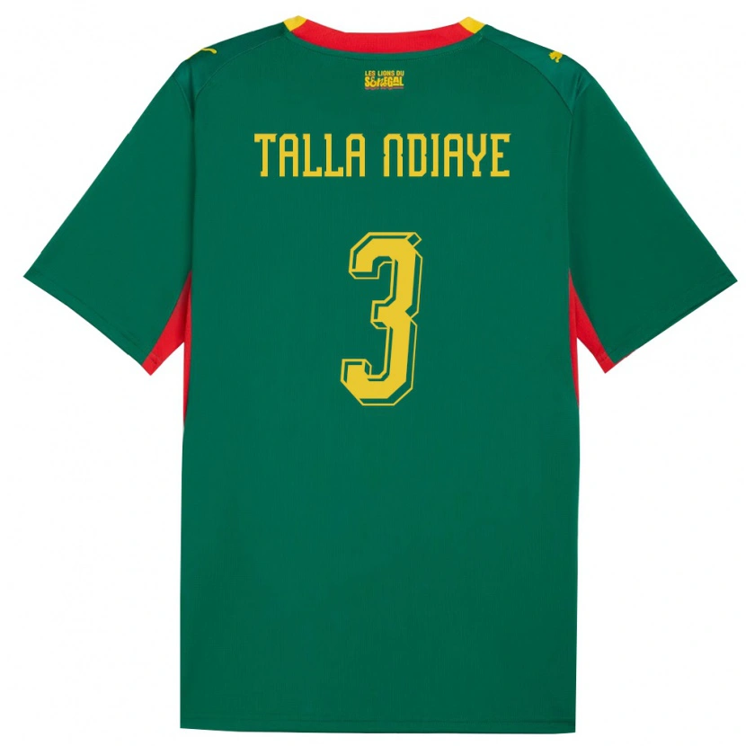 Danxen Barn Senegal Mor Talla Ndiaye #3 Grön Gul Röd Bortatröja Matchtröjor 26-28 Tröjor T-Tröja