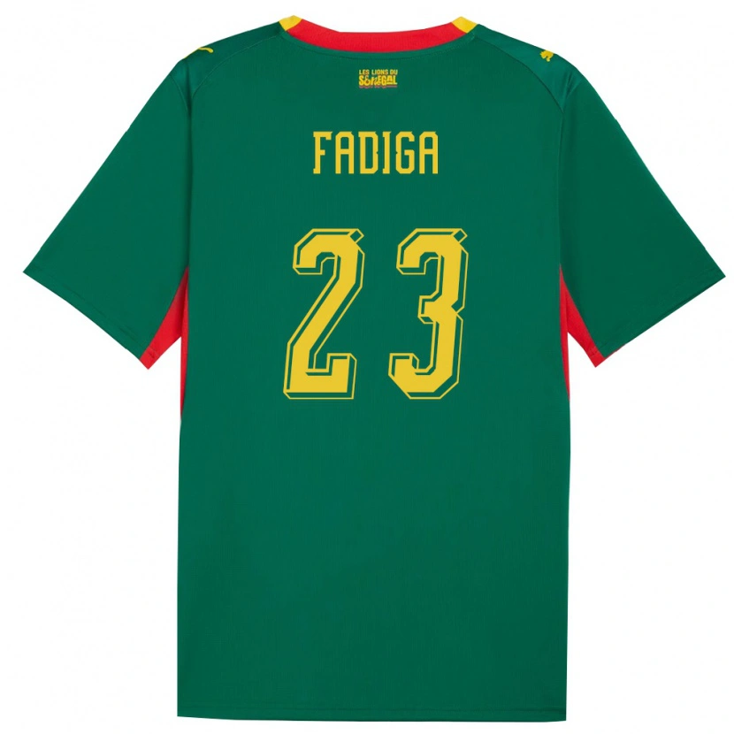 Danxen Barn Senegal Noah Fadiga #23 Grön Gul Röd Bortatröja Matchtröjor 26-28 Tröjor T-Tröja