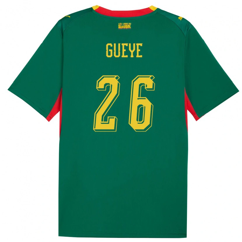 Danxen Barn Senegal Pape Gueye #26 Grön Gul Röd Bortatröja Matchtröjor 26-28 Tröjor T-Tröja