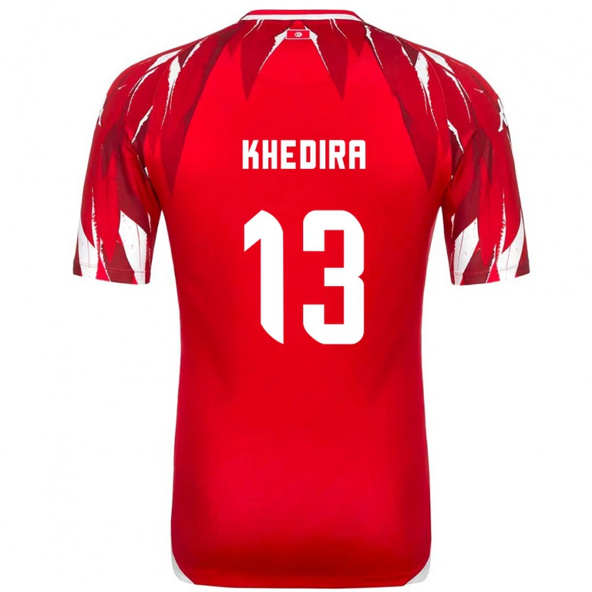 Danxen Barn Tunisien Rani Khedira #13 Röd Vit Bortatröja Matchtröjor 26-28 Tröjor T-Tröja