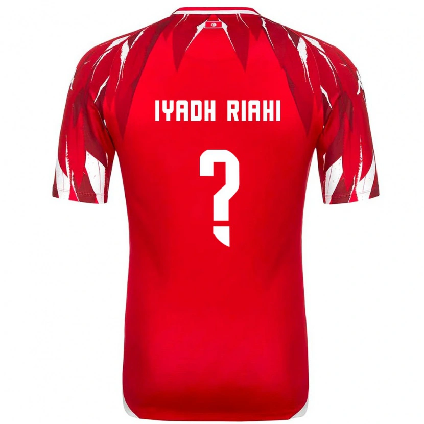 Danxen Barn Tunisien Mohamed Iyadh Riahi #0 Röd Vit Bortatröja Matchtröjor 26-28 Tröjor T-Tröja