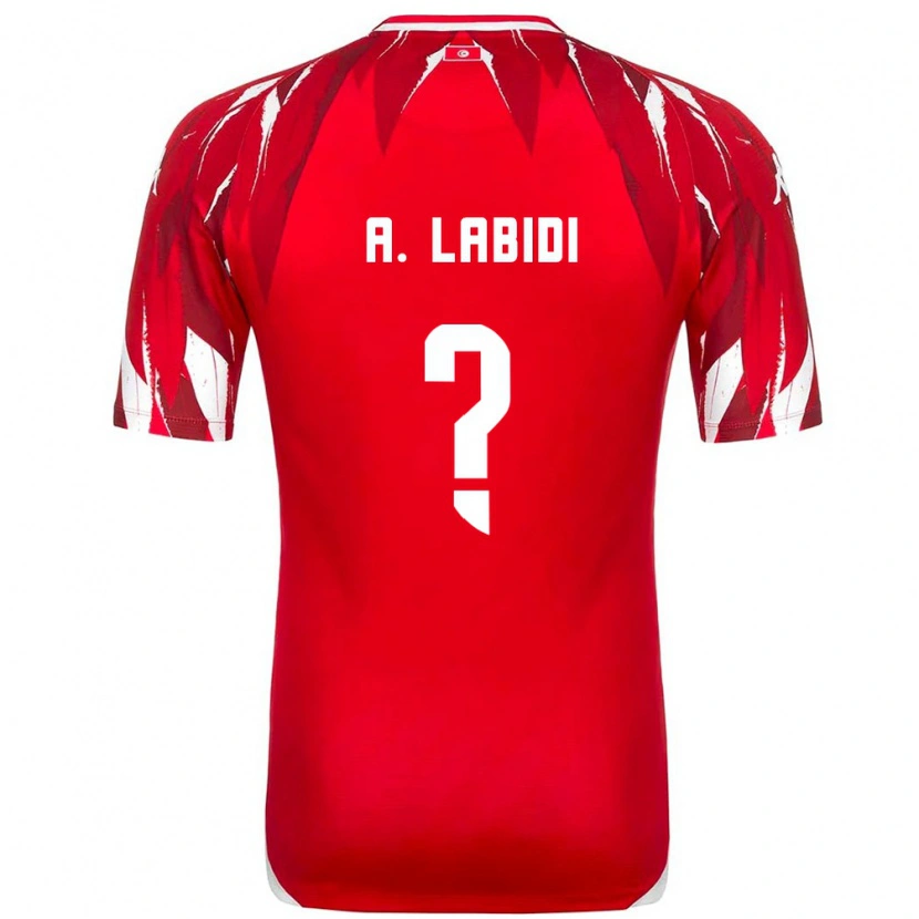 Danxen Barn Tunisien Ahmed Labidi #0 Röd Vit Bortatröja Matchtröjor 26-28 Tröjor T-Tröja