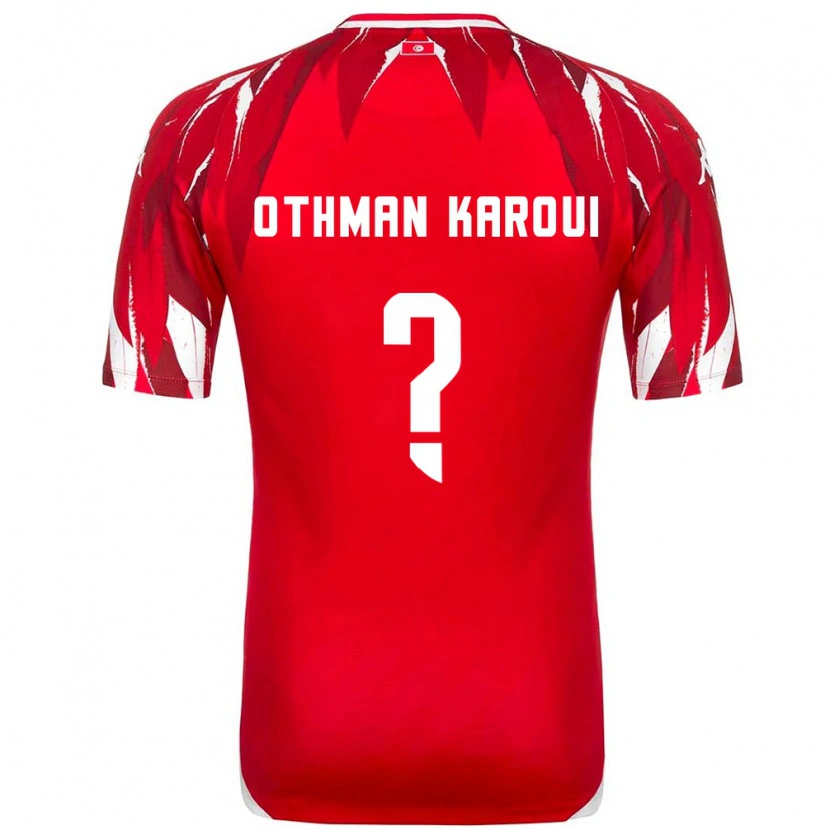 Danxen Barn Tunisien Mohamed Othman Karoui #0 Röd Vit Bortatröja Matchtröjor 26-28 Tröjor T-Tröja