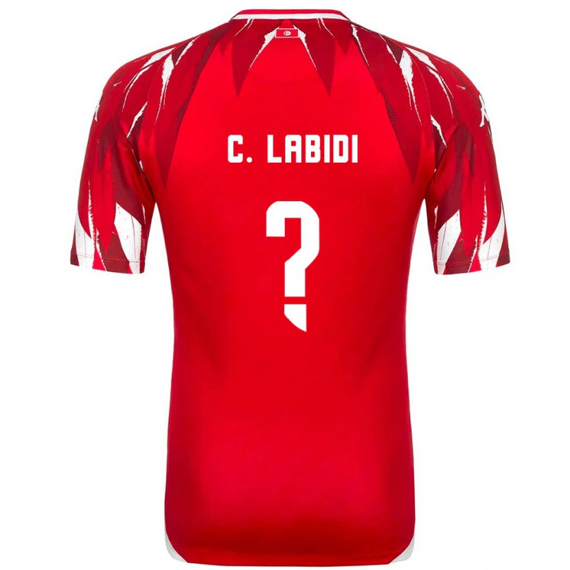 Danxen Barn Tunisien Chiheb Labidi #0 Röd Vit Bortatröja Matchtröjor 26-28 Tröjor T-Tröja