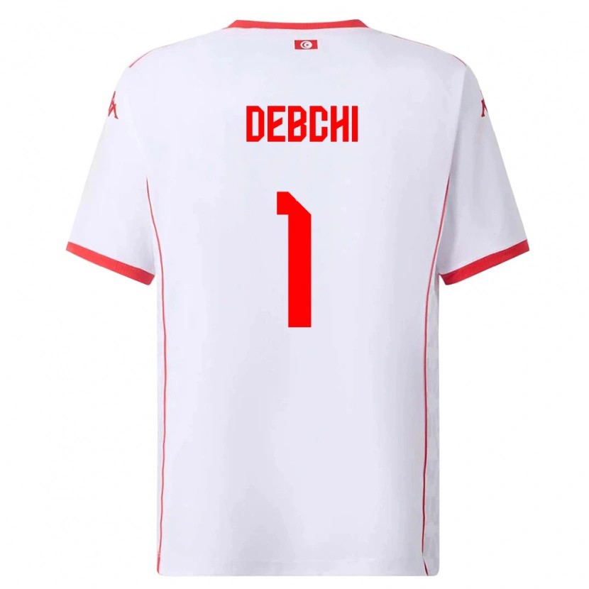 Danxen Barn Tunisien Mohamed Sedki Debchi #1 Vit Röd Bortatröja Matchtröjor 26-28 Tröjor T-Tröja