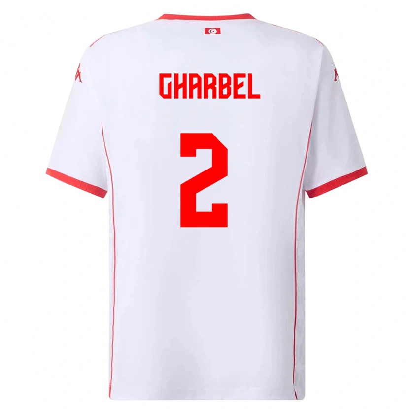 Danxen Barn Tunisien Mahmoud Gharbel #2 Vit Röd Bortatröja Matchtröjor 26-28 Tröjor T-Tröja
