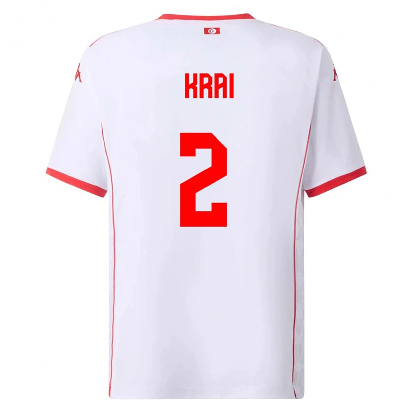 Danxen Barn Tunisien Kabil Krai #2 Vit Röd Bortatröja Matchtröjor 26-28 Tröjor T-Tröja