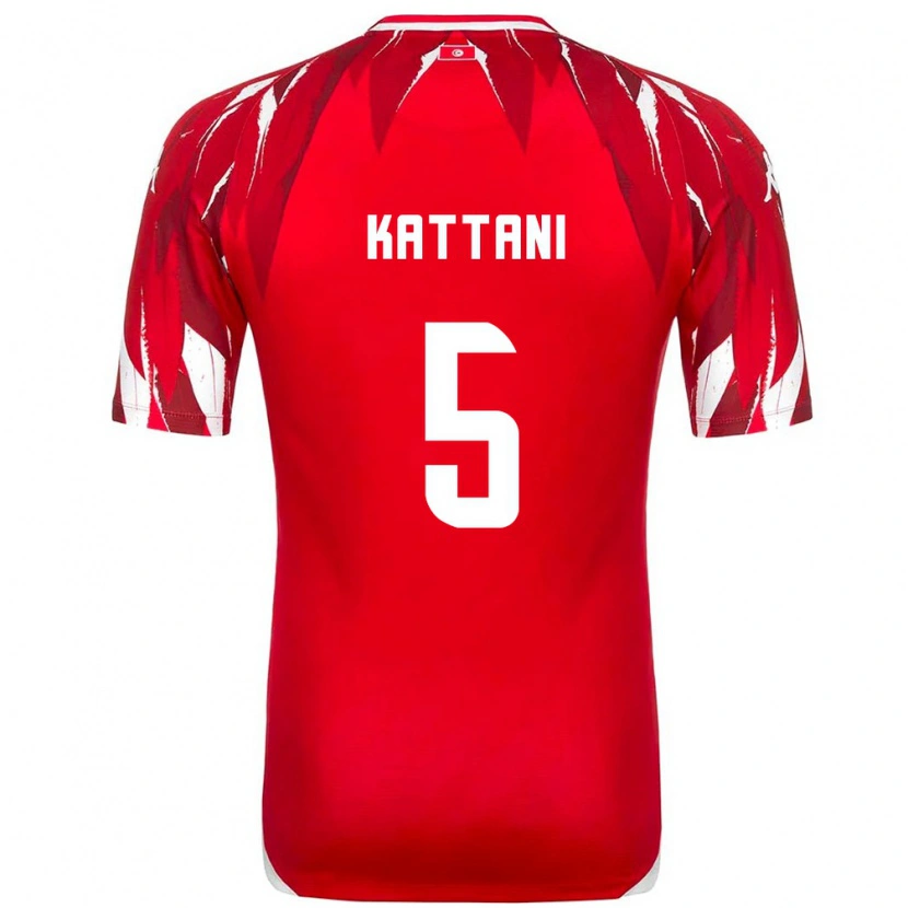 Danxen Barn Tunisien Ayoub Kattani #5 Röd Vit Bortatröja Matchtröjor 26-28 Tröjor T-Tröja