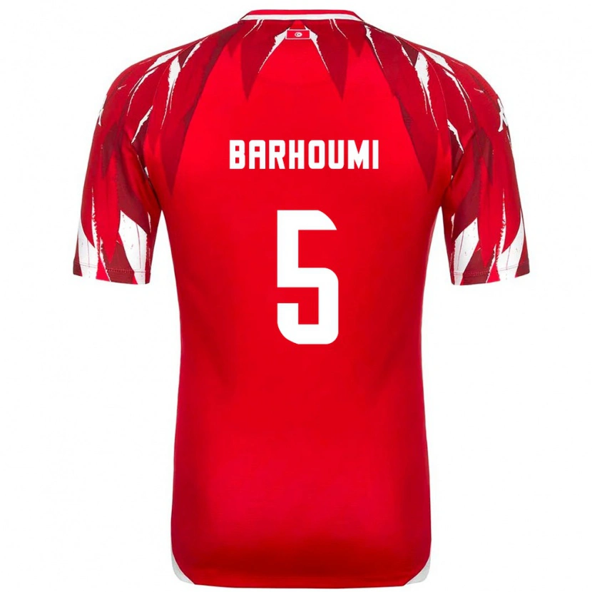 Danxen Barn Tunisien Jasmina Barhoumi #5 Röd Vit Bortatröja Matchtröjor 26-28 Tröjor T-Tröja