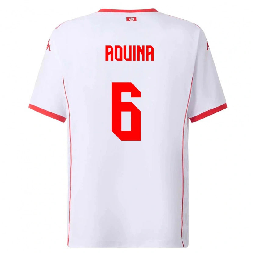 Danxen Barn Tunisien Rania Aouina #6 Vit Röd Bortatröja Matchtröjor 26-28 Tröjor T-Tröja