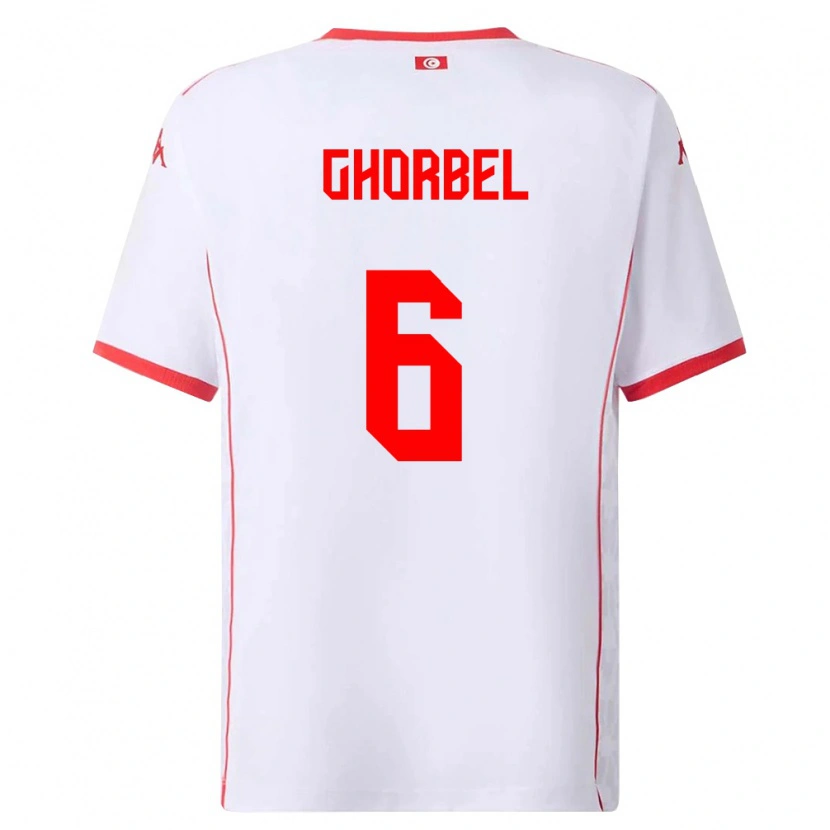 Danxen Barn Tunisien Mahmoud Ghorbel #6 Vit Röd Bortatröja Matchtröjor 26-28 Tröjor T-Tröja