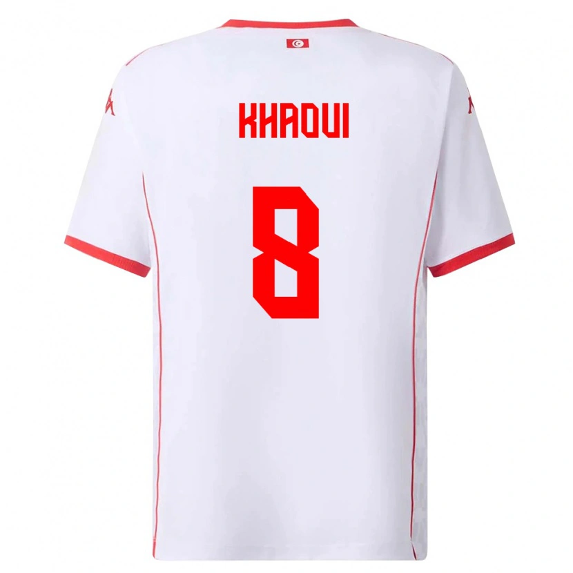 Danxen Barn Tunisien Saif Eddine Khaoui #8 Vit Röd Bortatröja Matchtröjor 26-28 Tröjor T-Tröja