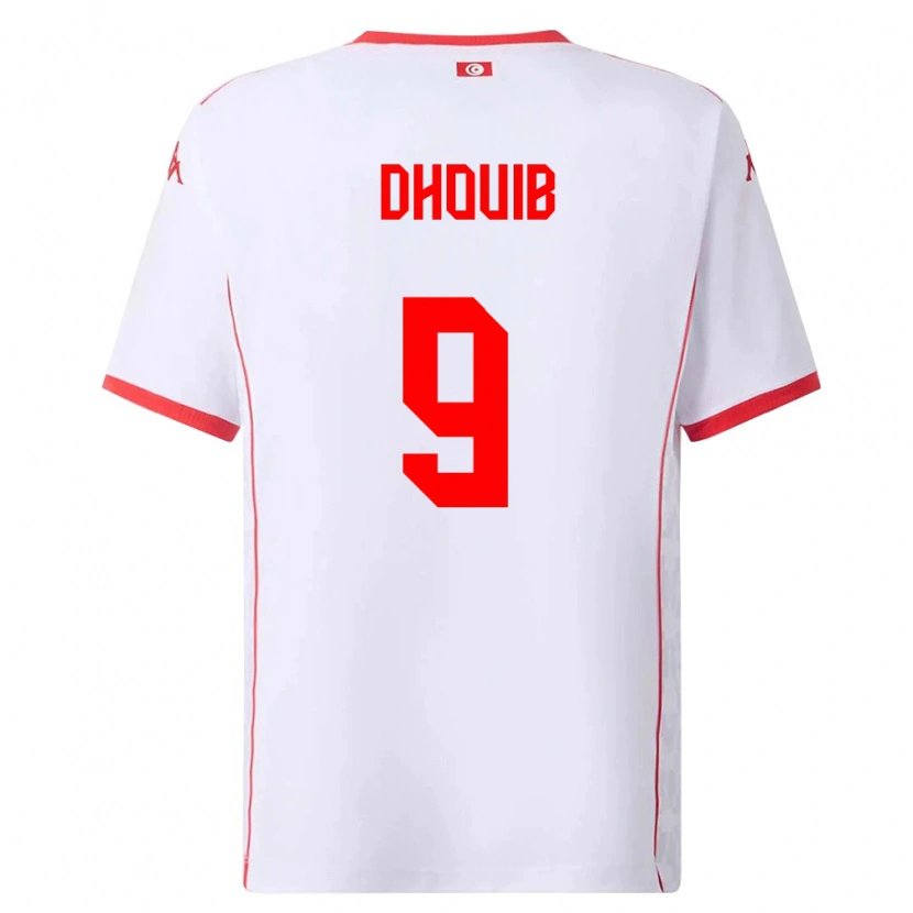 Danxen Barn Tunisien Walid Dhouib #9 Vit Röd Bortatröja Matchtröjor 26-28 Tröjor T-Tröja