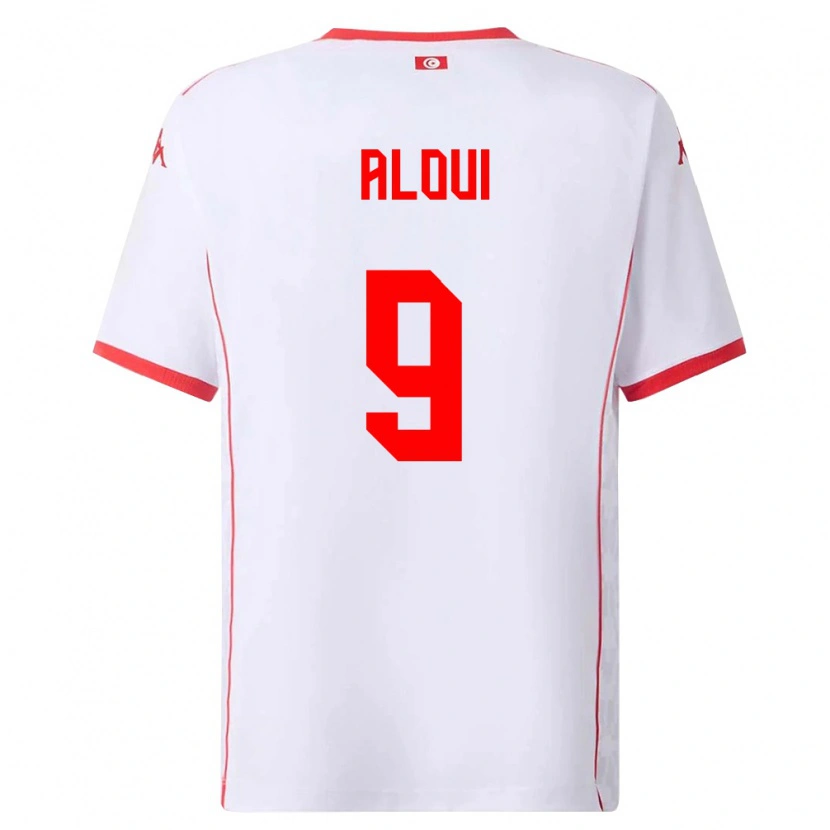Danxen Barn Tunisien Islem Aloui #9 Vit Röd Bortatröja Matchtröjor 26-28 Tröjor T-Tröja