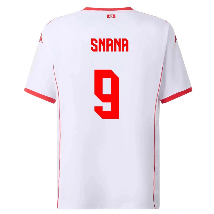 Danxen Barn Tunisien Youssef Snana #9 Vit Röd Bortatröja Matchtröjor 26-28 Tröjor T-Tröja