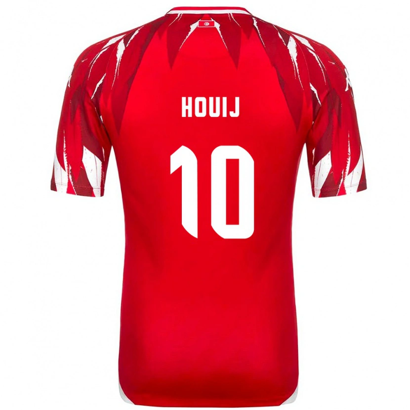 Danxen Barn Tunisien Mariem Houij #10 Röd Vit Bortatröja Matchtröjor 26-28 Tröjor T-Tröja