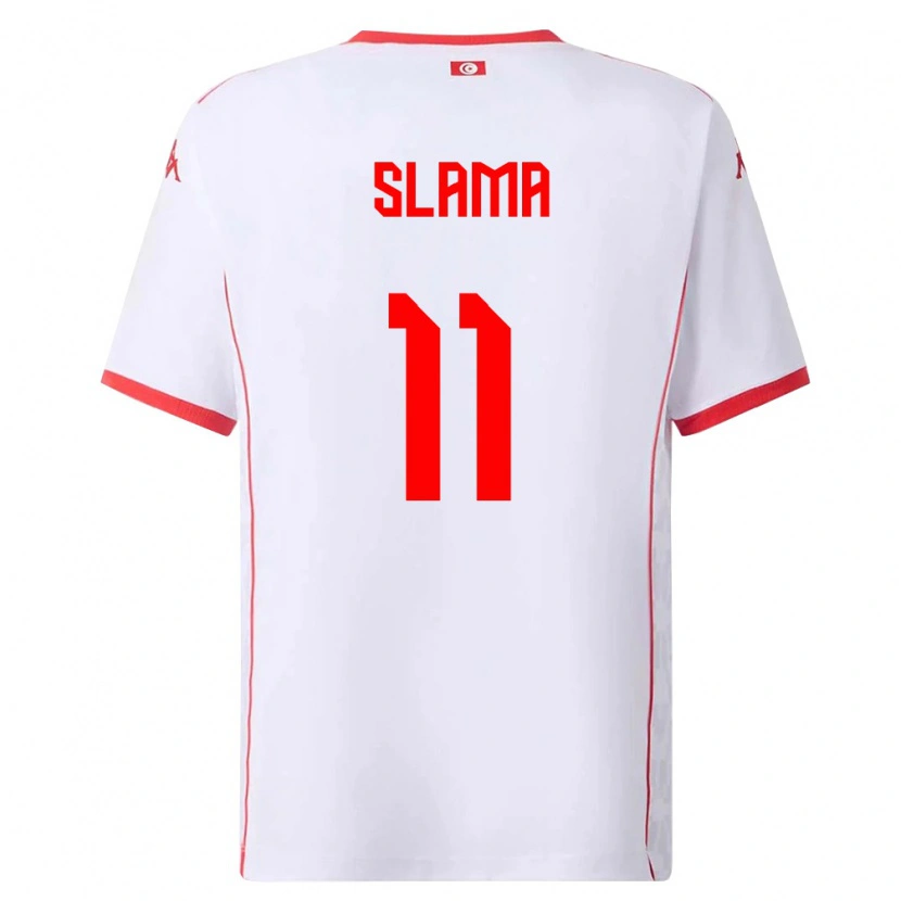 Danxen Barn Tunisien Wassim Slama #11 Vit Röd Bortatröja Matchtröjor 26-28 Tröjor T-Tröja