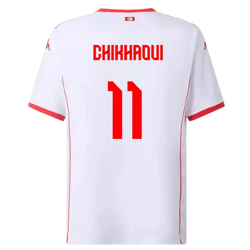Danxen Barn Tunisien Mahdi Chikhaoui #11 Vit Röd Bortatröja Matchtröjor 26-28 Tröjor T-Tröja