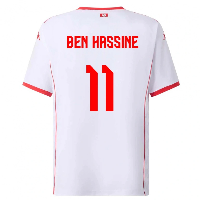 Danxen Barn Tunisien Othmen Ben Hassine #11 Vit Röd Bortatröja Matchtröjor 26-28 Tröjor T-Tröja
