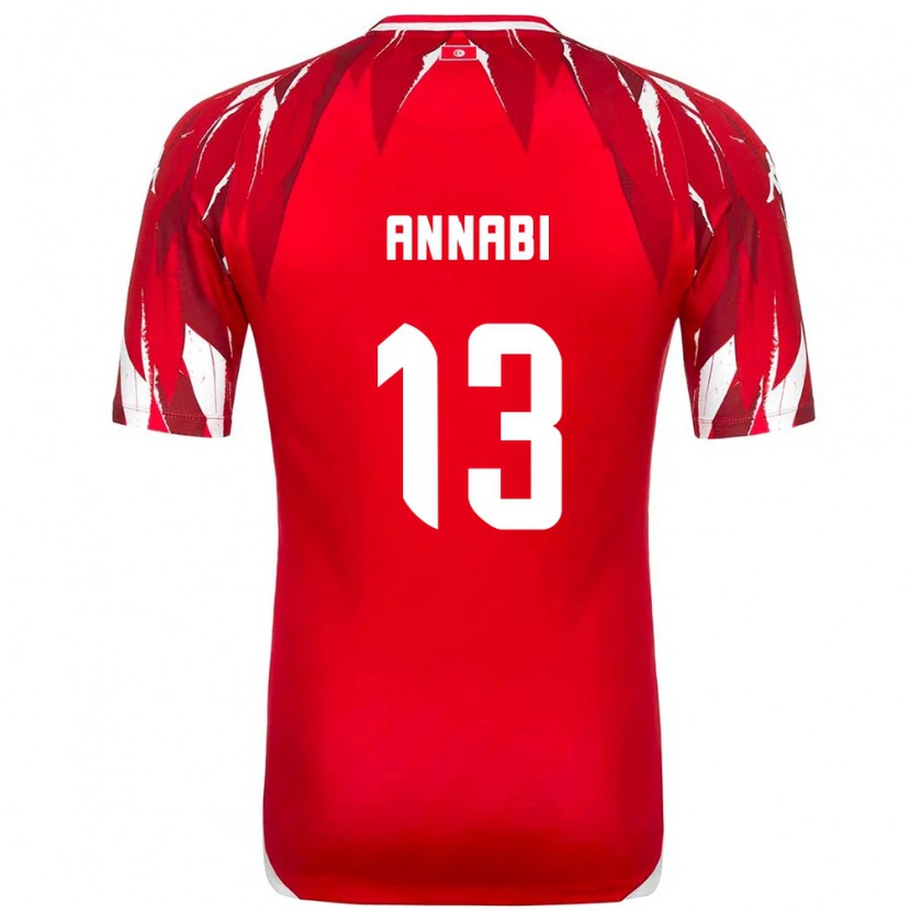Danxen Barn Tunisien Ilias Annabi #13 Röd Vit Bortatröja Matchtröjor 26-28 Tröjor T-Tröja