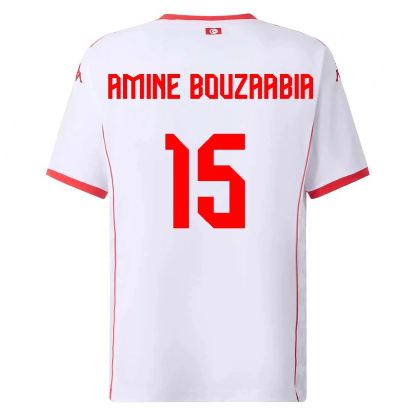 Danxen Barn Tunisien Mohamed Amine Bouzaabia #15 Vit Röd Bortatröja Matchtröjor 26-28 Tröjor T-Tröja