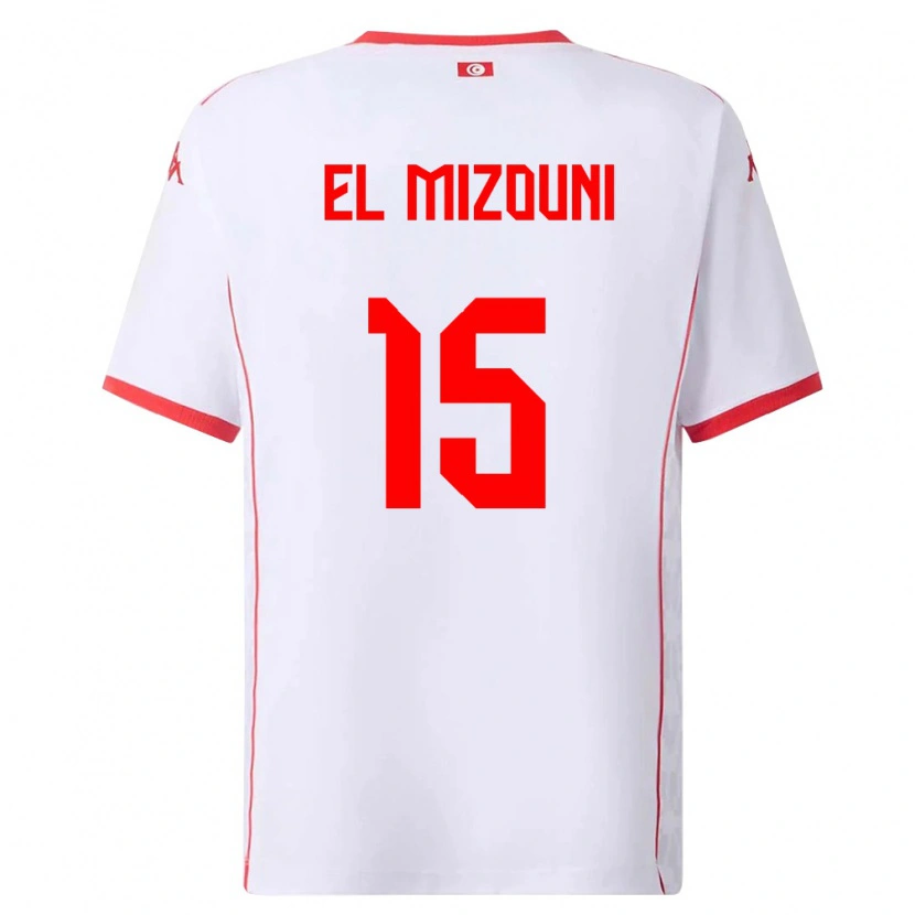 Danxen Barn Tunisien Idris El Mizouni #15 Vit Röd Bortatröja Matchtröjor 26-28 Tröjor T-Tröja