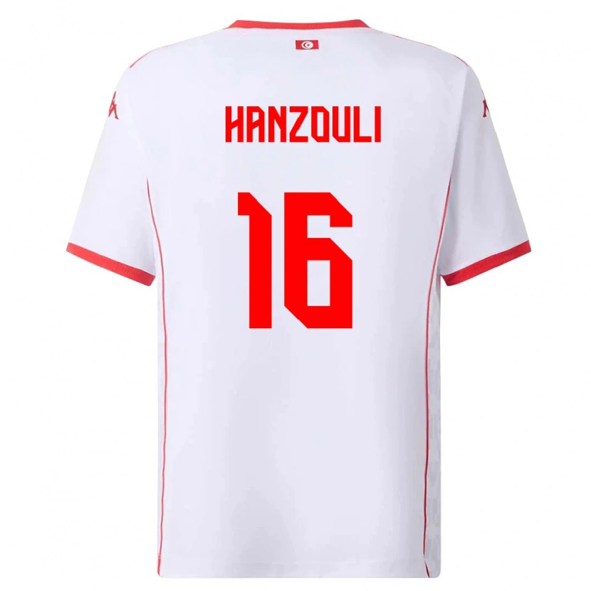 Danxen Barn Tunisien Moatez Hanzouli #16 Vit Röd Bortatröja Matchtröjor 26-28 Tröjor T-Tröja
