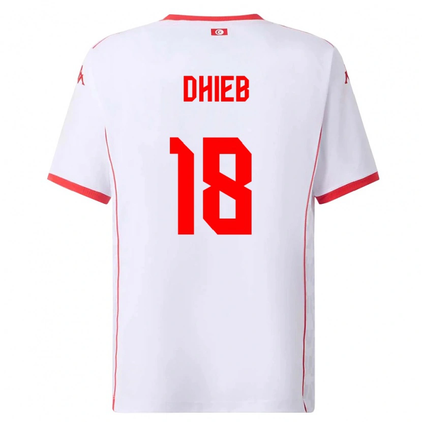 Danxen Barn Tunisien Taha Dhieb #18 Vit Röd Bortatröja Matchtröjor 26-28 Tröjor T-Tröja