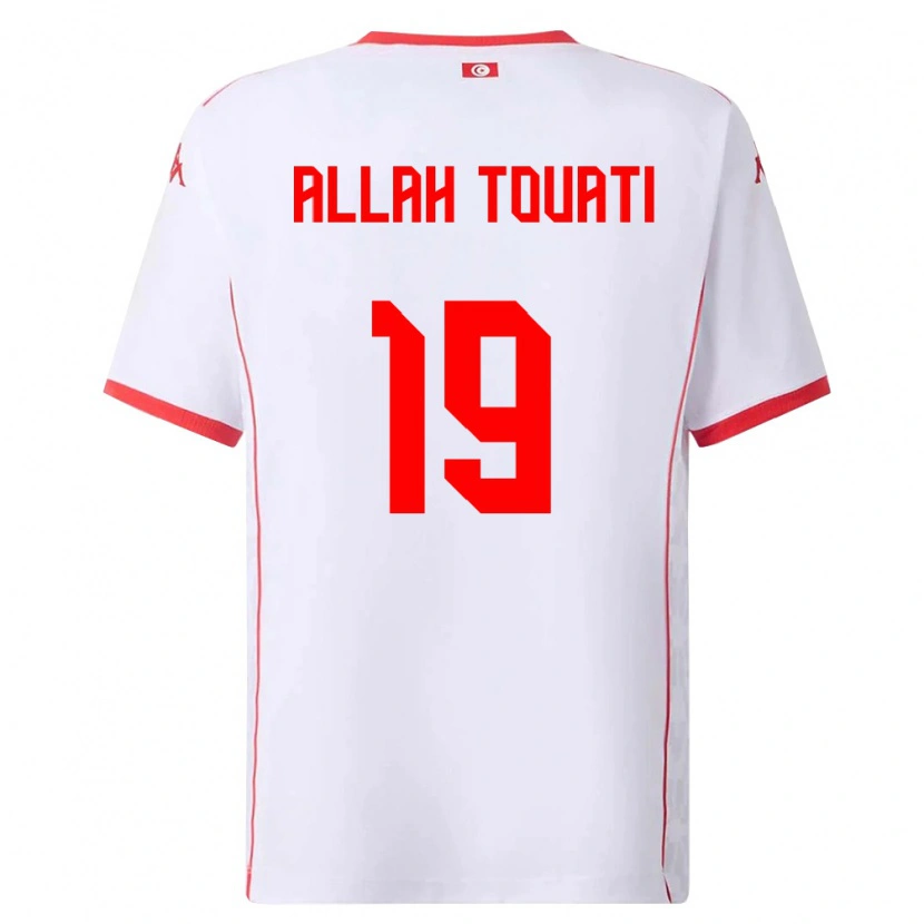 Danxen Barn Tunisien Amen Allah Touati #19 Vit Röd Bortatröja Matchtröjor 26-28 Tröjor T-Tröja