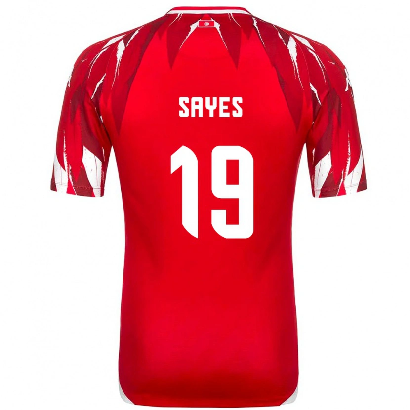 Danxen Barn Tunisien Adhem Sayes #19 Röd Vit Bortatröja Matchtröjor 26-28 Tröjor T-Tröja