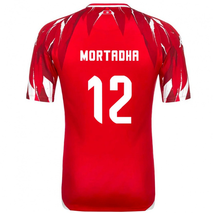 Danxen Barn Tunisien Mortadha Ben Ouanes #12 Röd Vit Bortatröja Matchtröjor 26-28 Tröjor T-Tröja