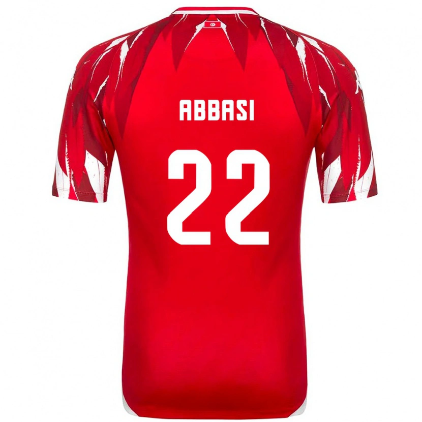 Danxen Barn Tunisien Bechir Abbasi #22 Röd Vit Bortatröja Matchtröjor 26-28 Tröjor T-Tröja