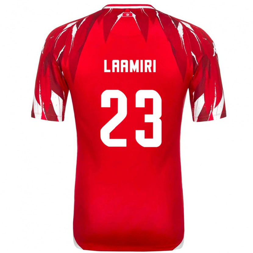 Danxen Barn Tunisien Soumaya Laamiri #23 Röd Vit Bortatröja Matchtröjor 26-28 Tröjor T-Tröja