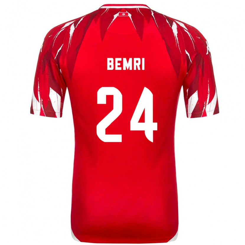 Danxen Barn Tunisien Ahmed Bemri #24 Röd Vit Bortatröja Matchtröjor 26-28 Tröjor T-Tröja