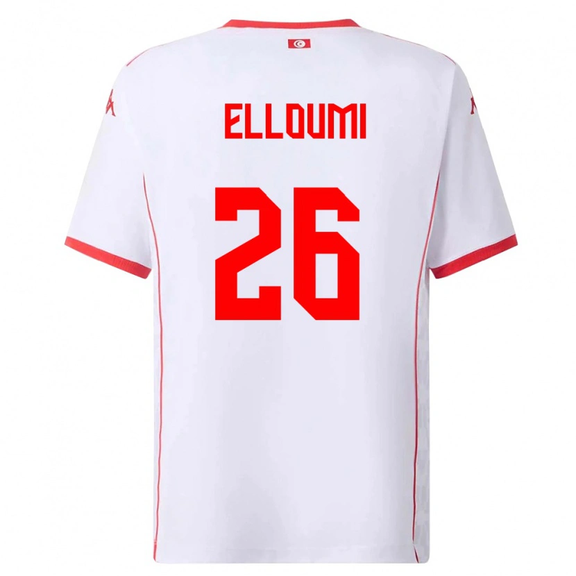 Danxen Barn Tunisien Khalil Elloumi #26 Vit Röd Bortatröja Matchtröjor 26-28 Tröjor T-Tröja
