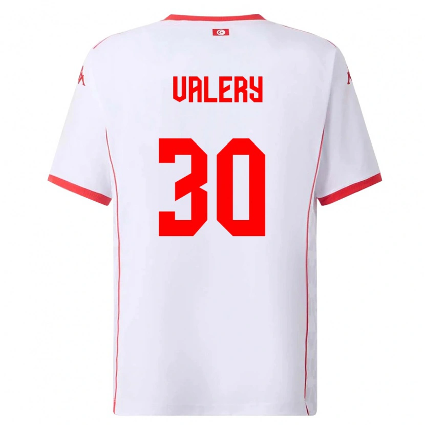 Danxen Barn Tunisien Yann Valery #30 Vit Röd Bortatröja Matchtröjor 26-28 Tröjor T-Tröja