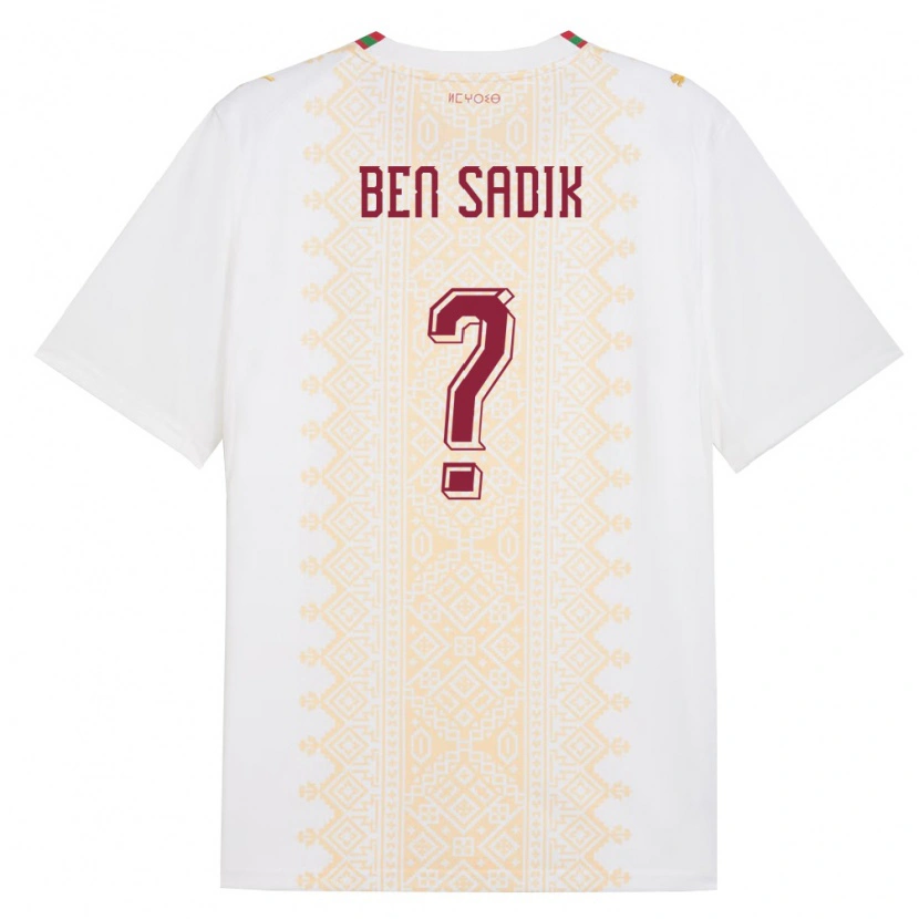 Danxen Barn Marocko Ilias Ben Sadik #0 Vit Guld Röd Bortatröja Matchtröjor 26-28 Tröjor T-Tröja