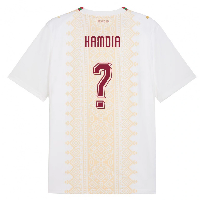 Danxen Barn Marocko Ilyes Hamdia #0 Vit Guld Röd Bortatröja Matchtröjor 26-28 Tröjor T-Tröja