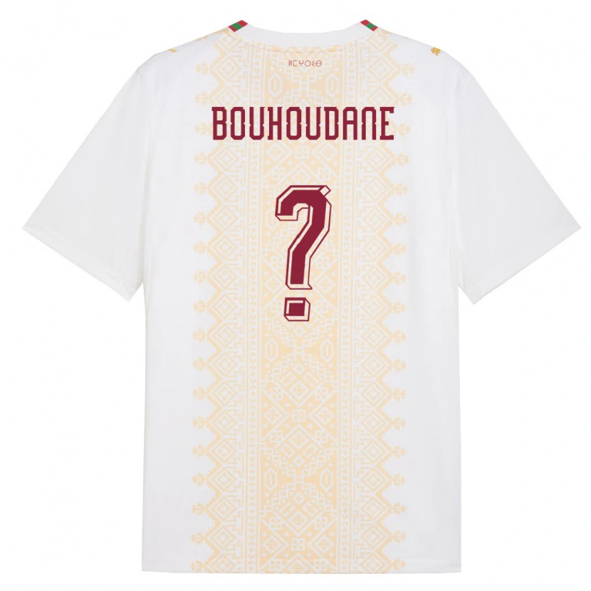 Danxen Barn Marocko Sami Bouhoudane #0 Vit Guld Röd Bortatröja Matchtröjor 26-28 Tröjor T-Tröja