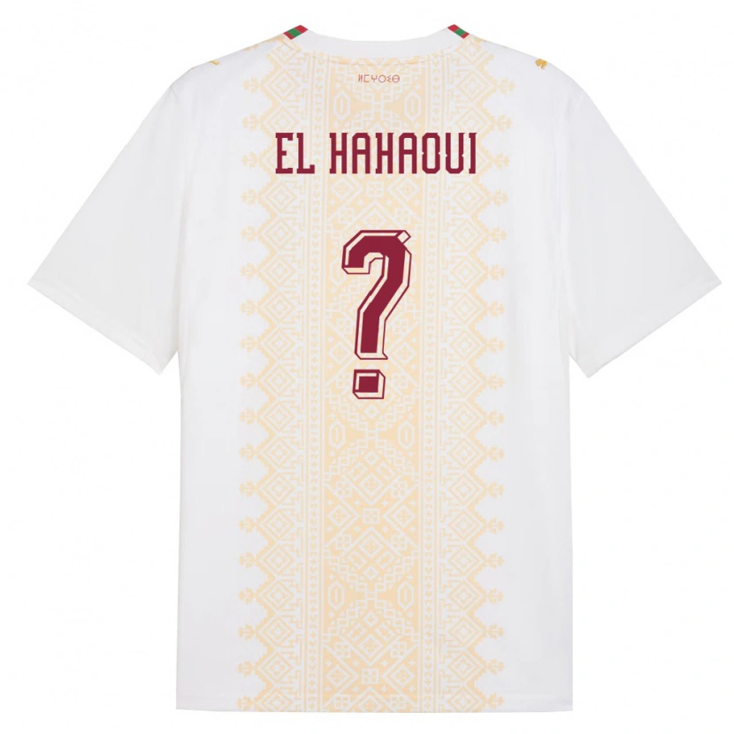 Danxen Barn Marocko Ayman El Hahaoui #0 Vit Guld Röd Bortatröja Matchtröjor 26-28 Tröjor T-Tröja