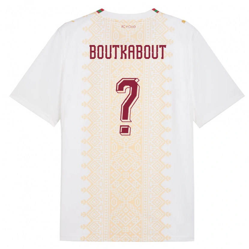 Danxen Barn Marocko Amir Boutkabout #0 Vit Guld Röd Bortatröja Matchtröjor 26-28 Tröjor T-Tröja