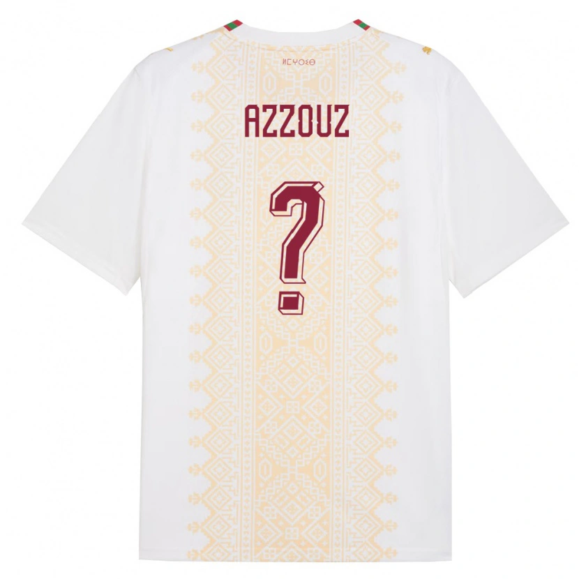 Danxen Barn Marocko Youssef Azzouz #0 Vit Guld Röd Bortatröja Matchtröjor 26-28 Tröjor T-Tröja