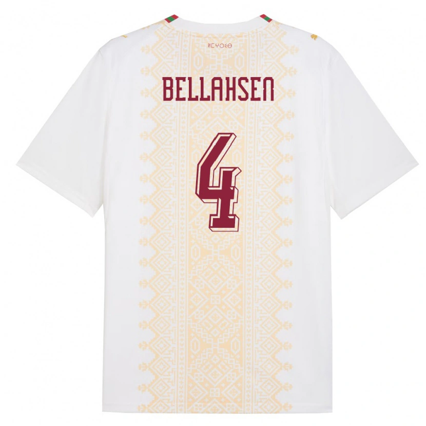 Danxen Barn Marocko Joseph Bellahsen #4 Vit Guld Röd Bortatröja Matchtröjor 26-28 Tröjor T-Tröja