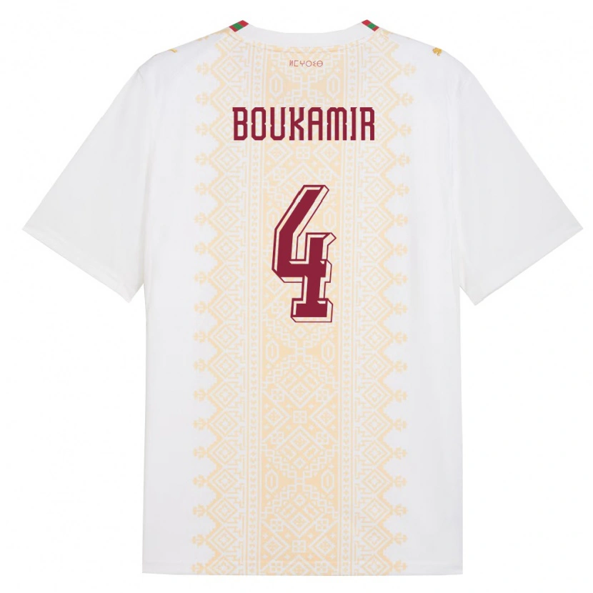 Danxen Barn Marocko Mehdi Boukamir #4 Vit Guld Röd Bortatröja Matchtröjor 26-28 Tröjor T-Tröja
