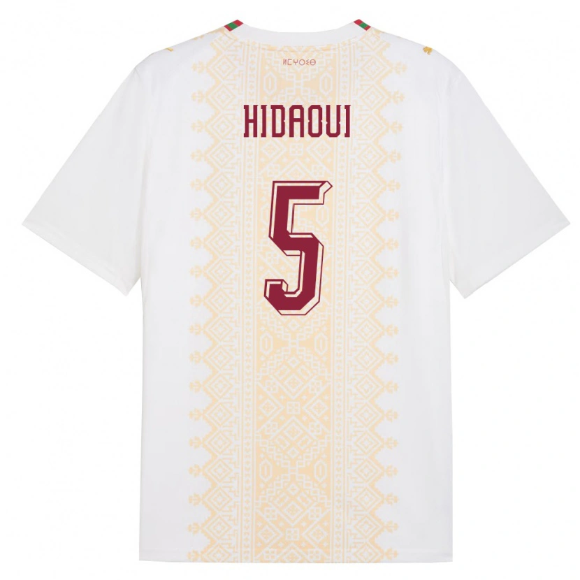 Danxen Barn Marocko Ilyas Hidaoui #5 Vit Guld Röd Bortatröja Matchtröjor 26-28 Tröjor T-Tröja