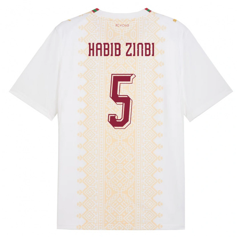 Danxen Barn Marocko Mohamed Habib Zinbi #5 Vit Guld Röd Bortatröja Matchtröjor 26-28 Tröjor T-Tröja