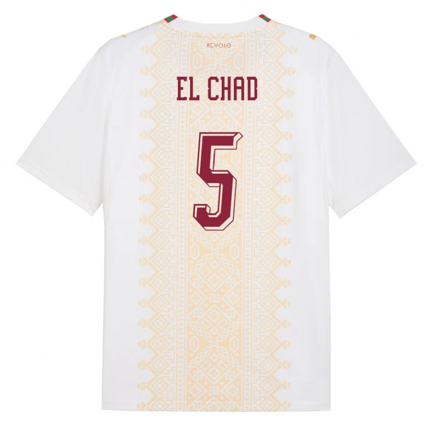 Danxen Barn Marocko Nesryne El Chad #5 Vit Guld Röd Bortatröja Matchtröjor 26-28 Tröjor T-Tröja