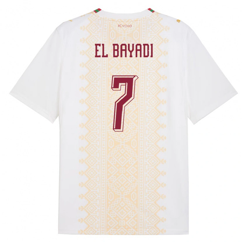 Danxen Barn Marocko Yones El Bayadi #7 Vit Guld Röd Bortatröja Matchtröjor 26-28 Tröjor T-Tröja